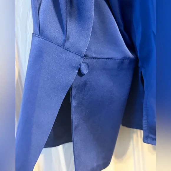 NWT Eloquii tie neckline satin blouse sz 16 cobalt - Picture 6 of 7